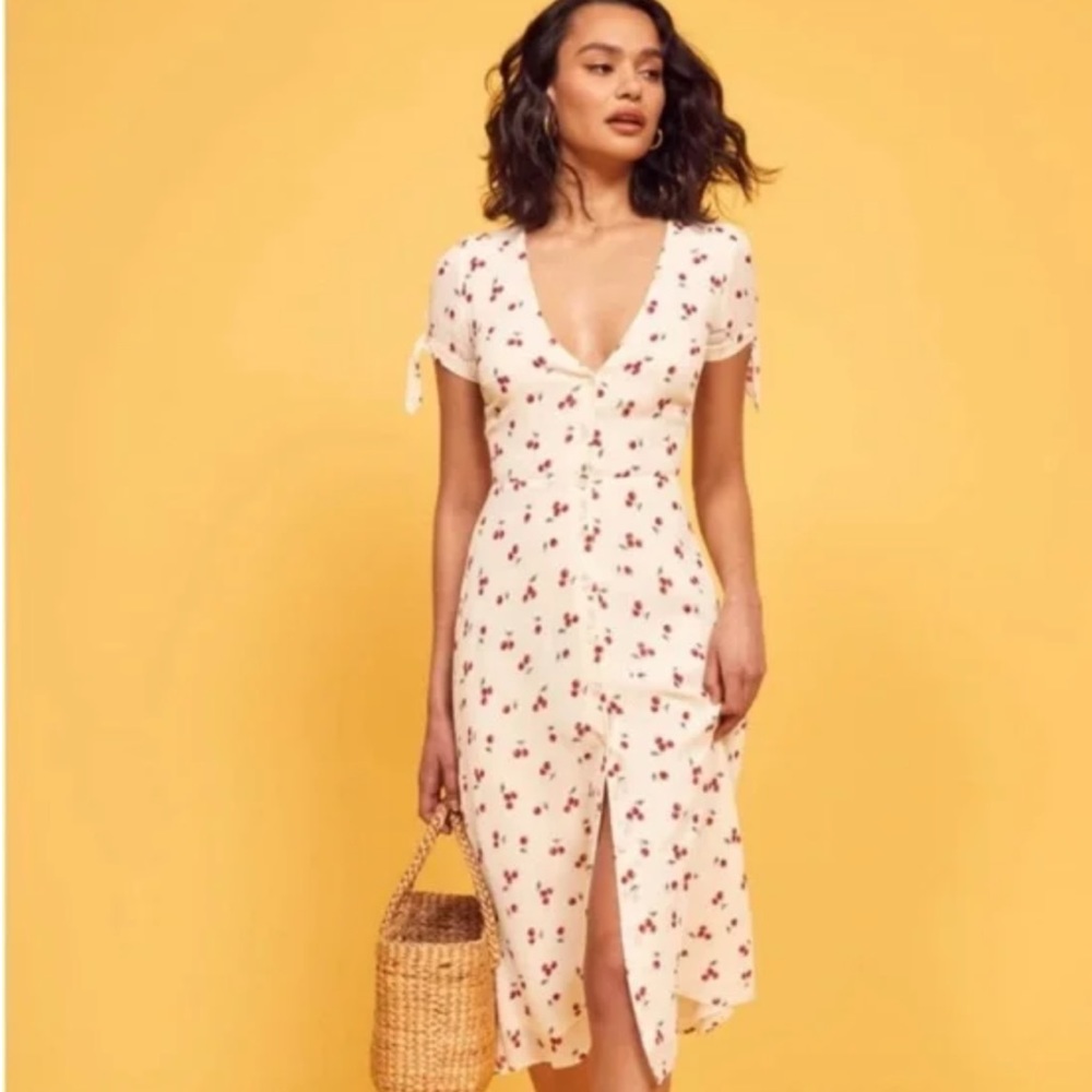 Cherry print reformation dress